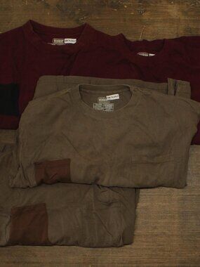 Schmidt Workwear of 4 Cotton Long Sleeve Work T-Shirt Tee Red / Green L / 2XL